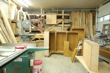 Cabinets and Wood in Shop