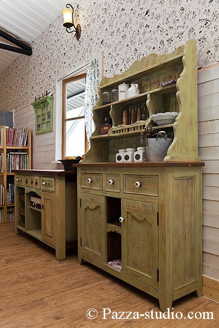 The wooden house and handmade furniture