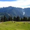 Green Field and Mountains