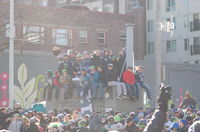 Crowd on Rooftop  Seahawks Parade