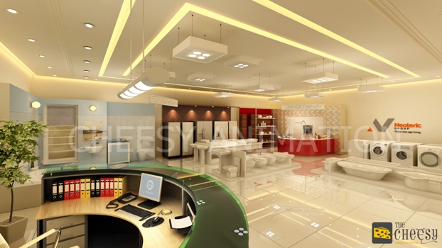3D Interior Showroom Rendering